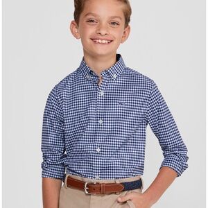Vineyard Vines Navy Checkered Button-Down Shirt Boys Large